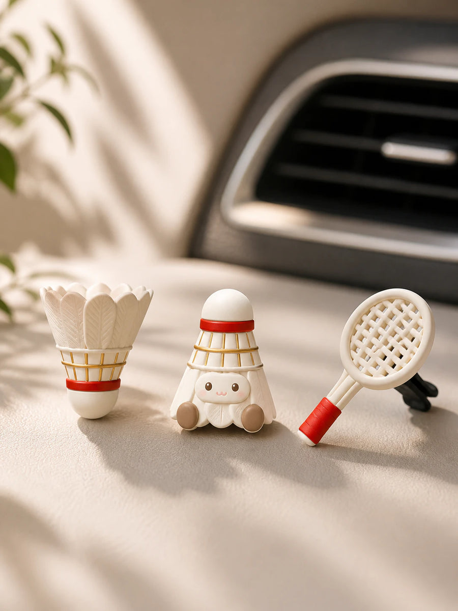 Badminton gypsum car vent diffuser set in cream and red