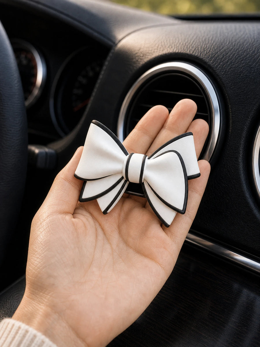 Ribbon Bow & Rose Car Vent Diffuser - size reference image