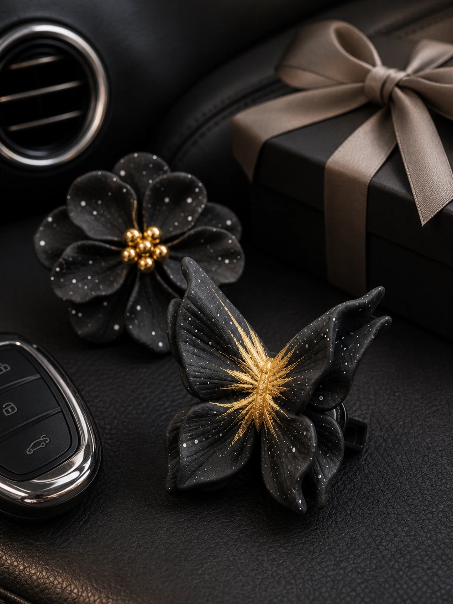 Noir Butterfly & Camellia Car Vent Diffuser - gift styling visual