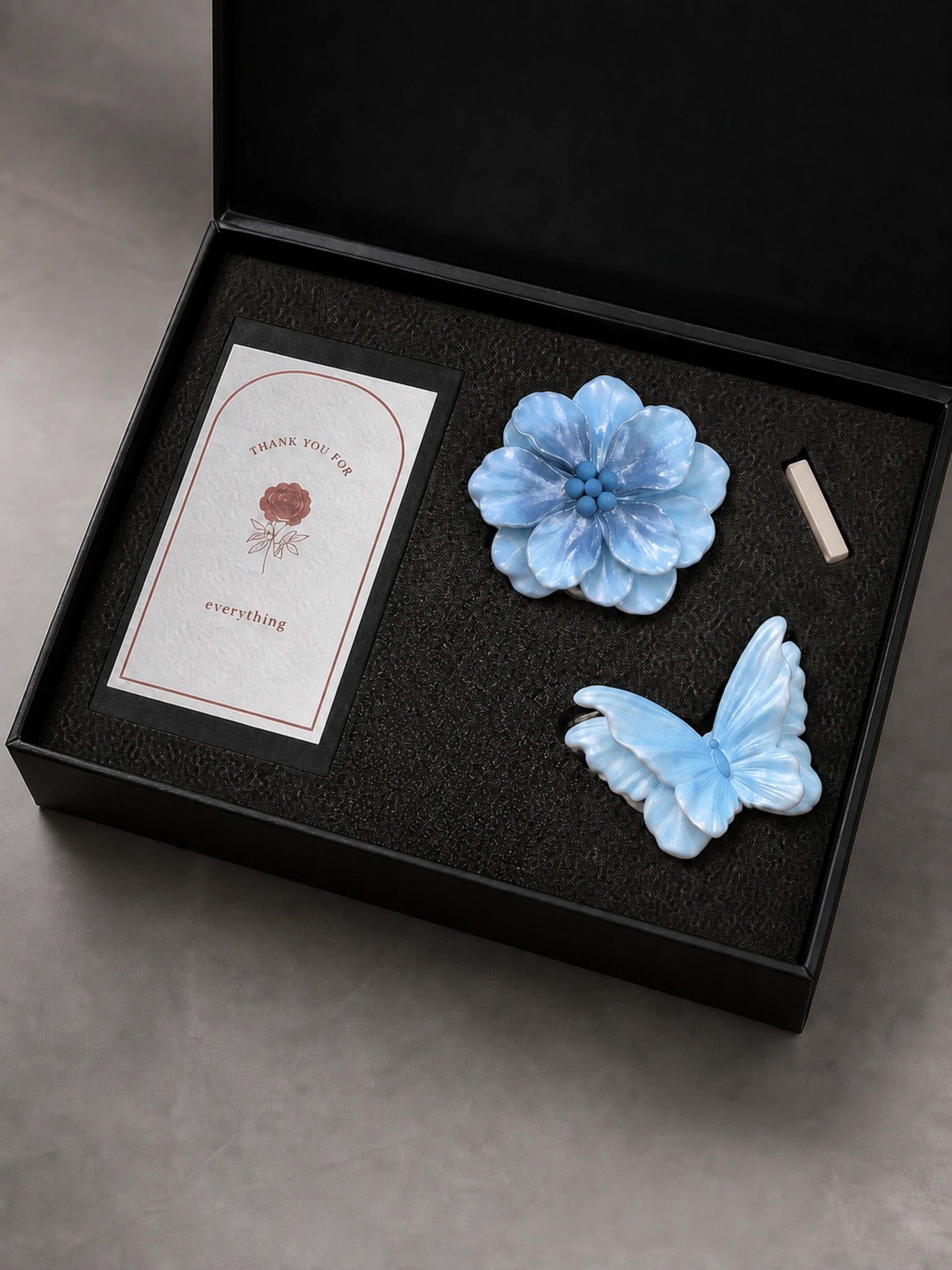 Ocean Blue Butterfly and Bloom real black gift-box set