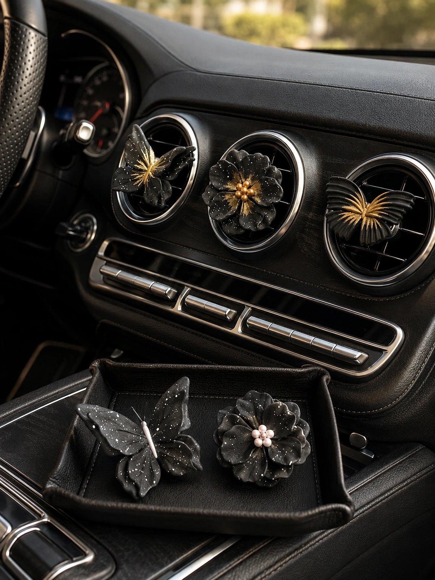 Noir Butterfly & Camellia Car Vent Diffuser - selected style collection image