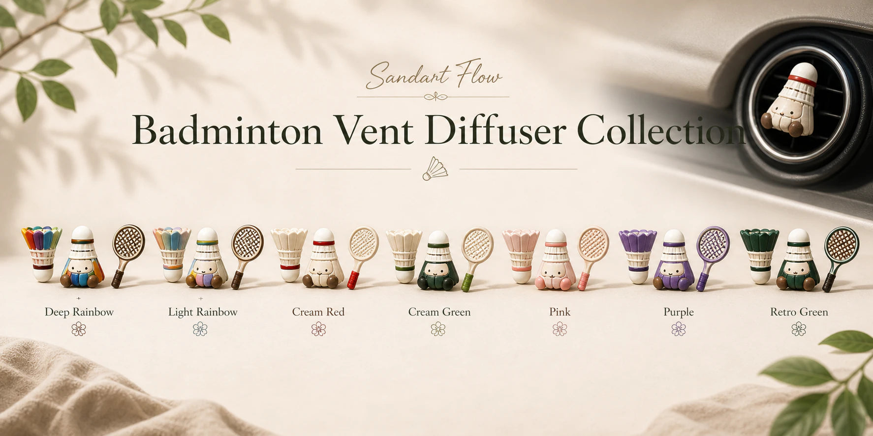 Sandart Flow badminton vent diffuser collection with seven color sets