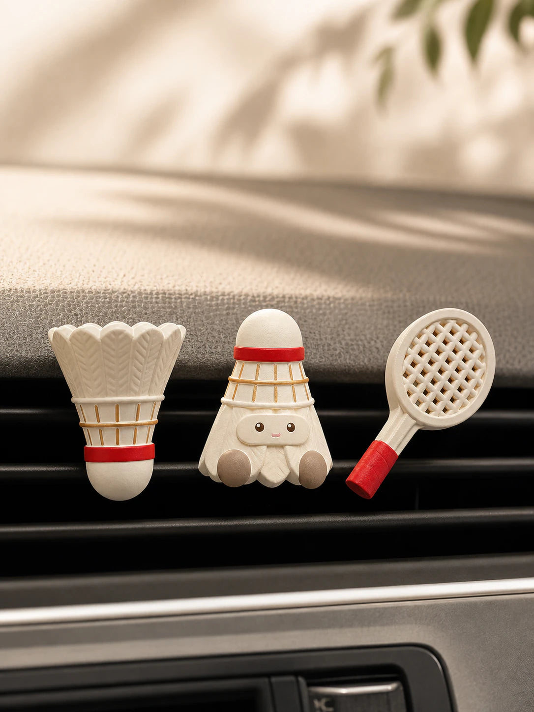 Cream Red badminton gypsum car vent diffuser 3-piece set