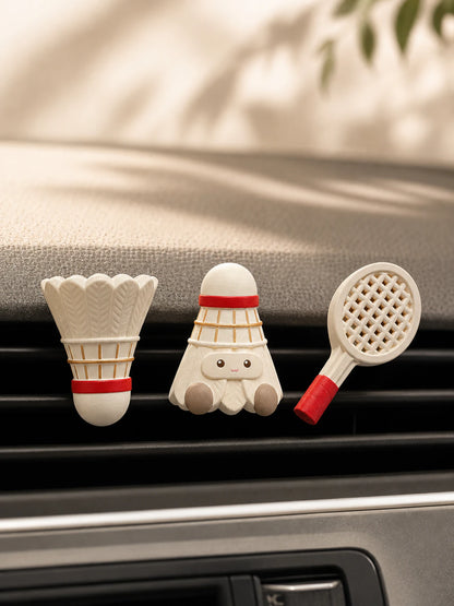 Cream Red badminton gypsum car vent diffuser 3-piece set