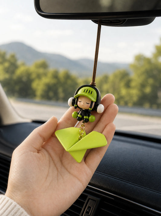 Airplane Hanging Car Charm - size reference image