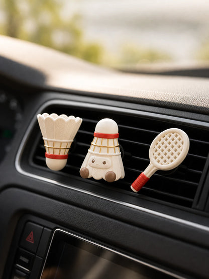 Pink badminton gypsum car vent diffuser 3-piece set
