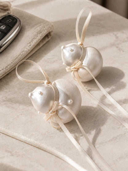 Two Pearl Gourd Hanging Car Charms styled as an optional pair