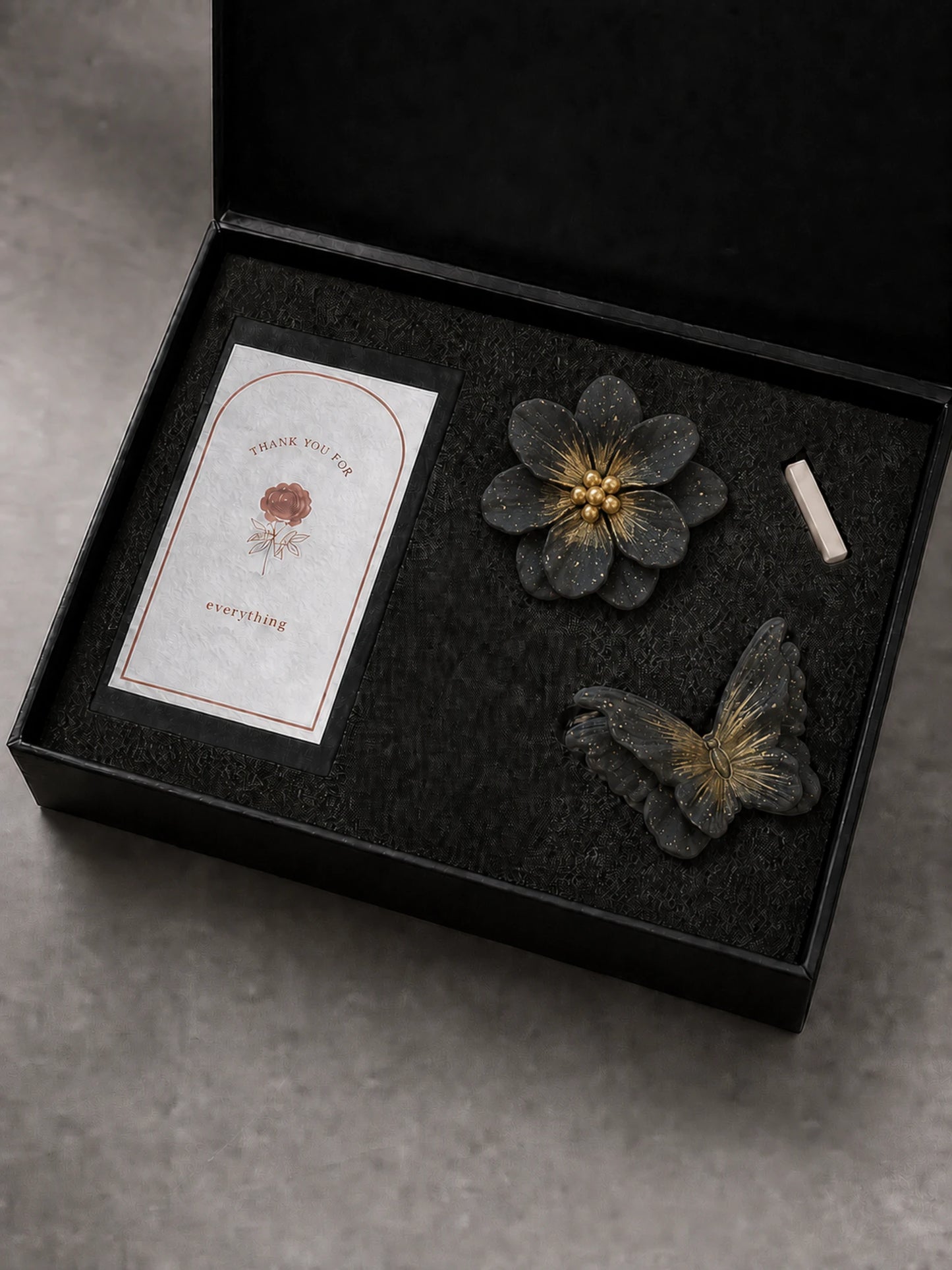 Black Gold Butterfly and Bloom real black gift-box set