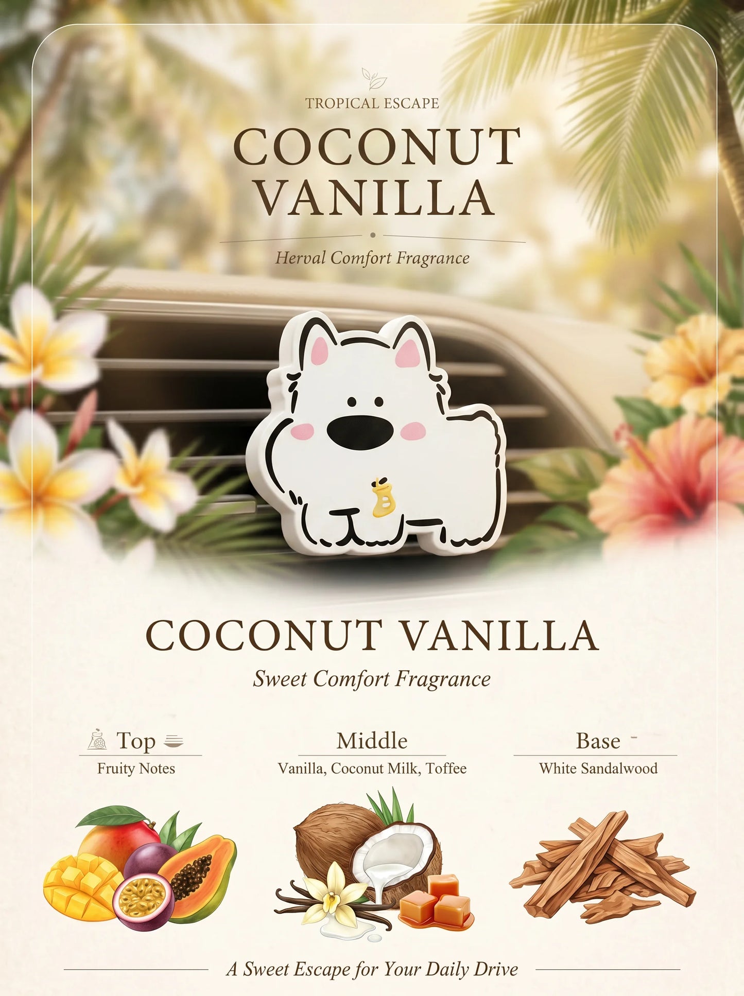 Line Art Puppy Car Vent Diffuser - Pet Friendly Gypsum Air Freshener product image by SandartFlow