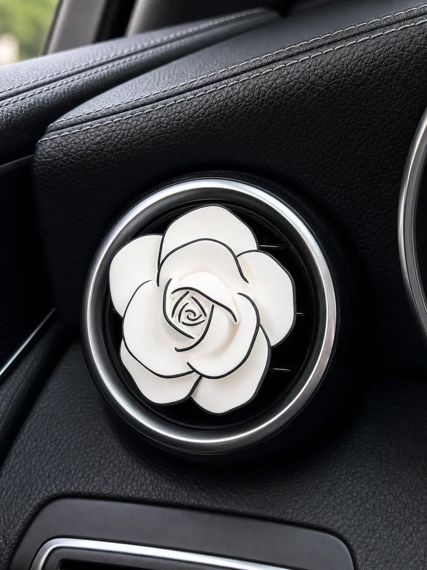 Ribbon Bow & Rose Car Vent Diffuser - clip or hanging detail image