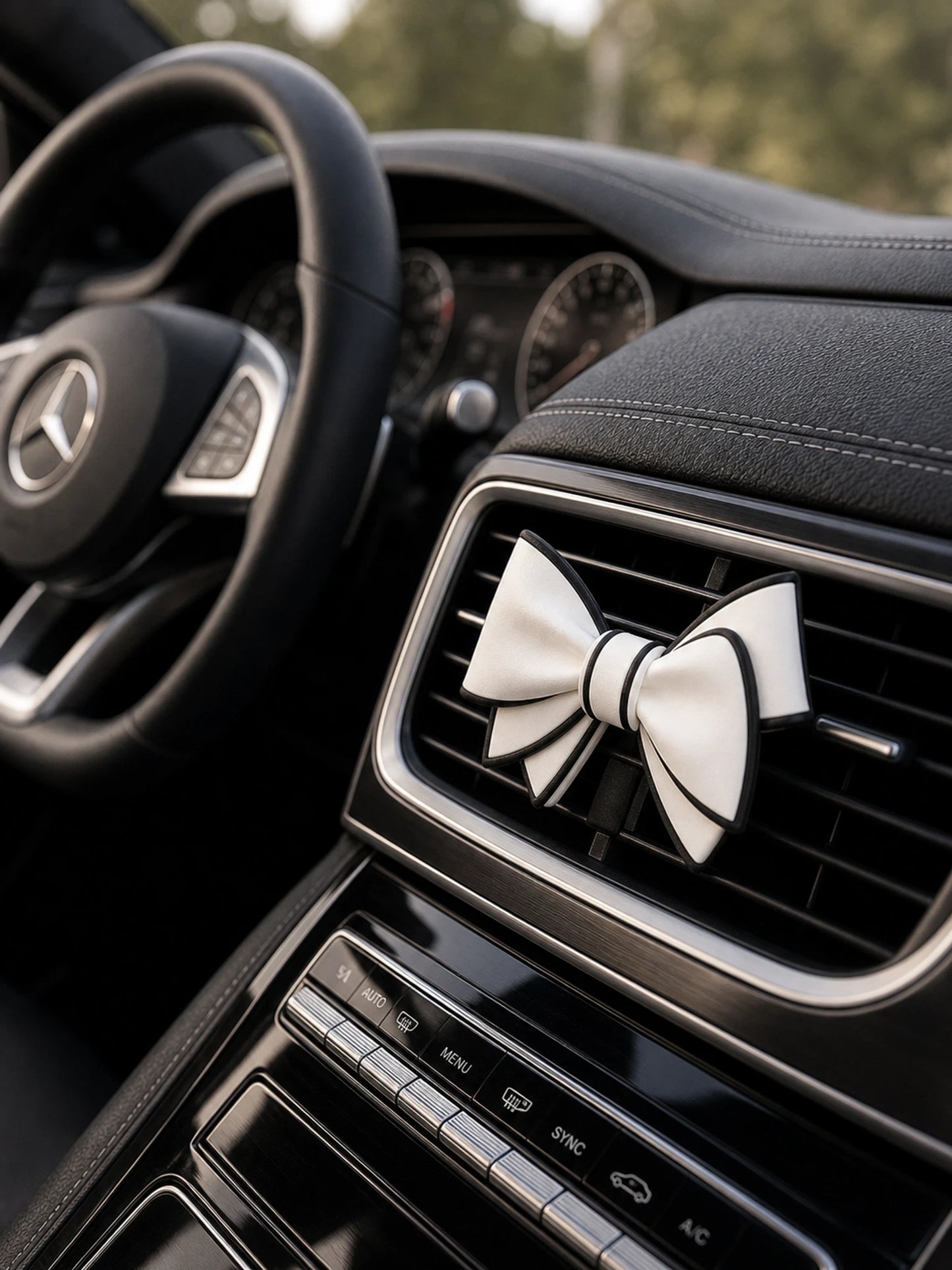 Ribbon Bow & Rose Car Vent Diffuser - use scene guide image