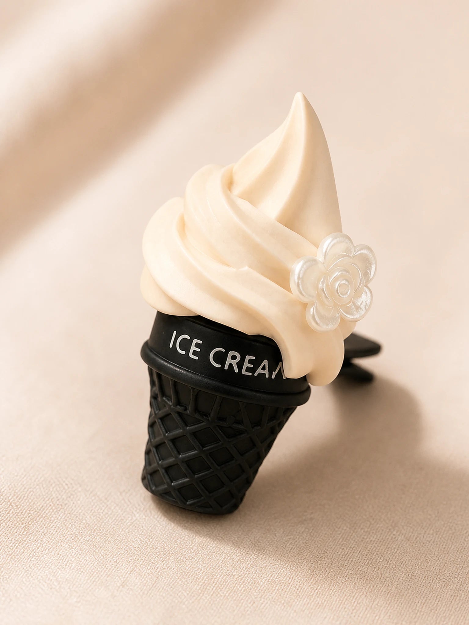 Vanilla Cone layered ice cream and flower detail
