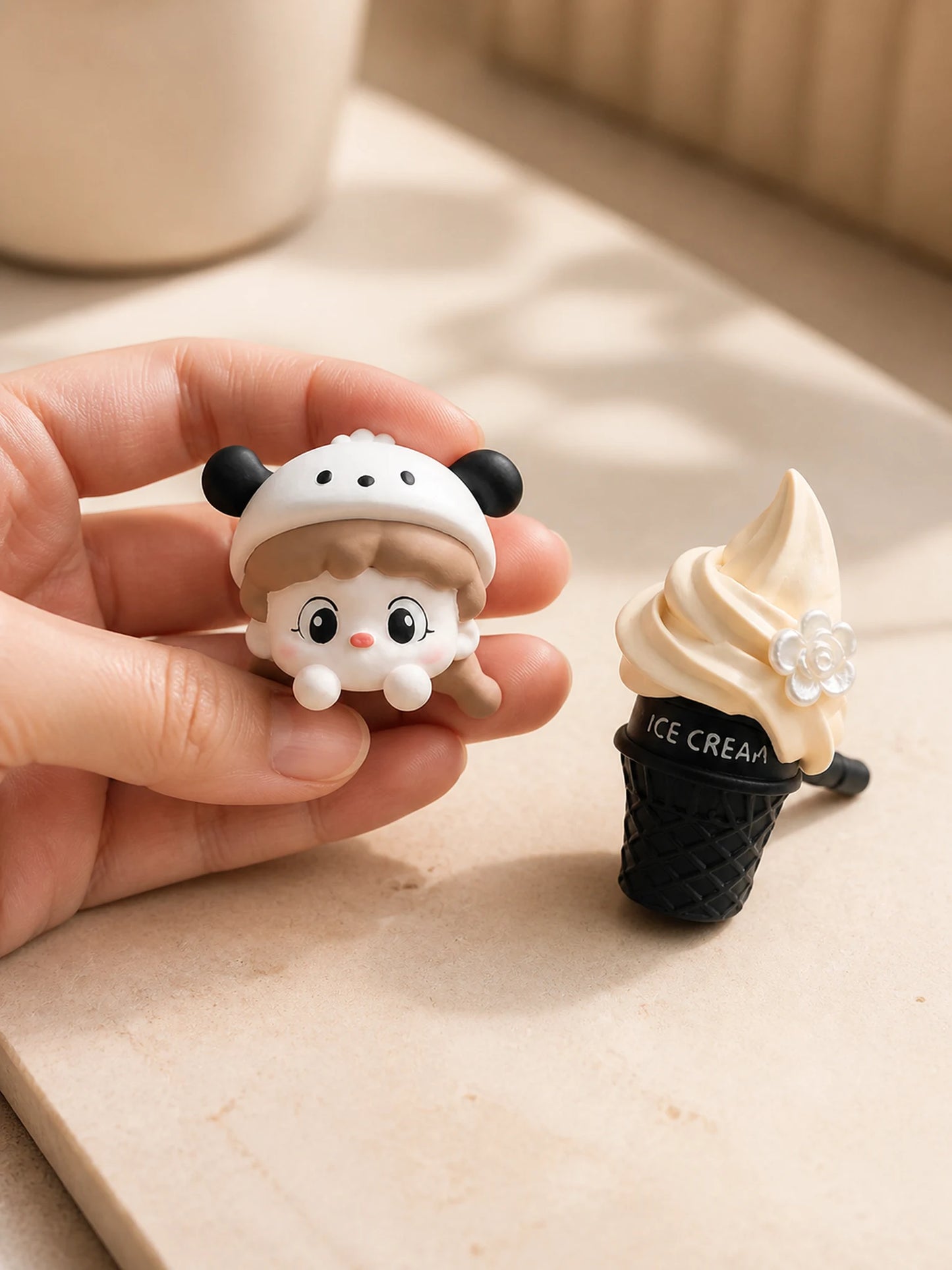 Ice Cream Day car vent charm styles shown at hand scale