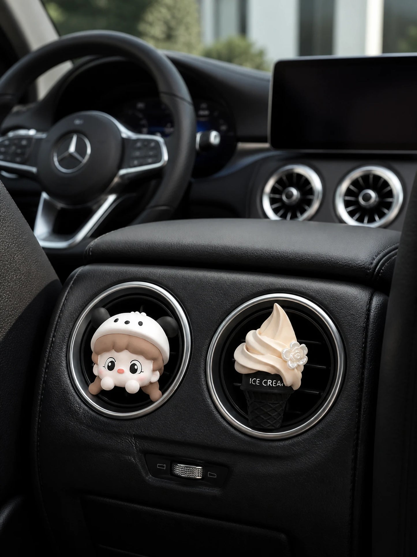 Cream Cap Girl and Vanilla Cone styles installed on separate Mercedes-Benz vents