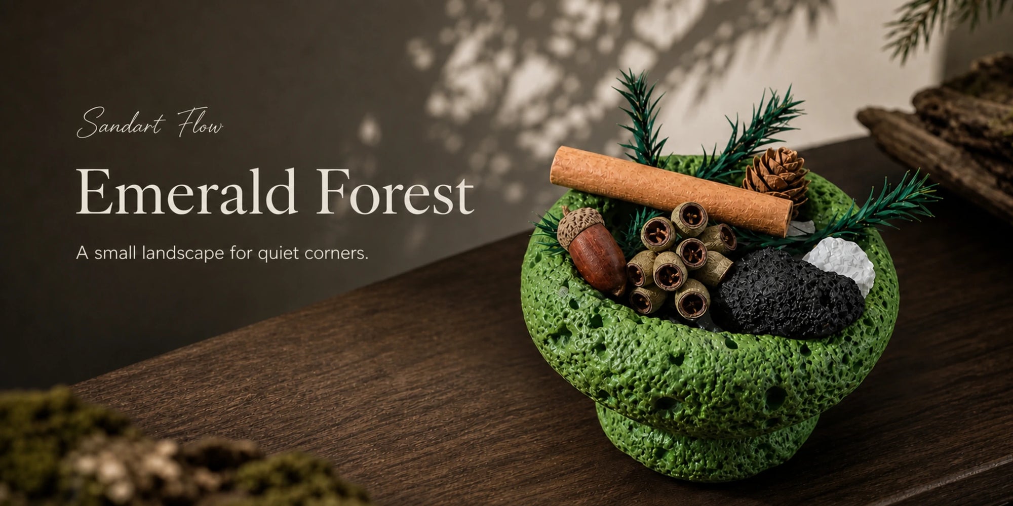 Sandart Flow Emerald Forest brand banner