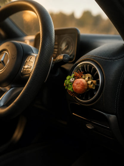 Orchard Spice Botanical Citrus car vent garden installed in a Mercedes-Benz interior