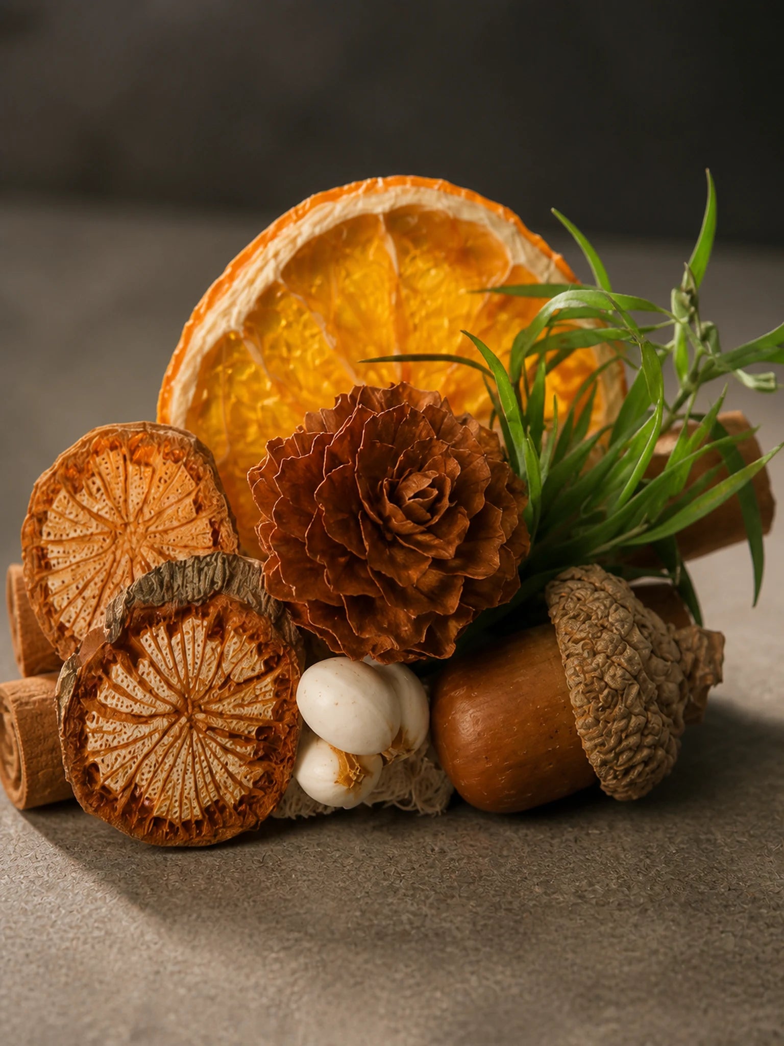 Citrus Grove citrus and flower material detail