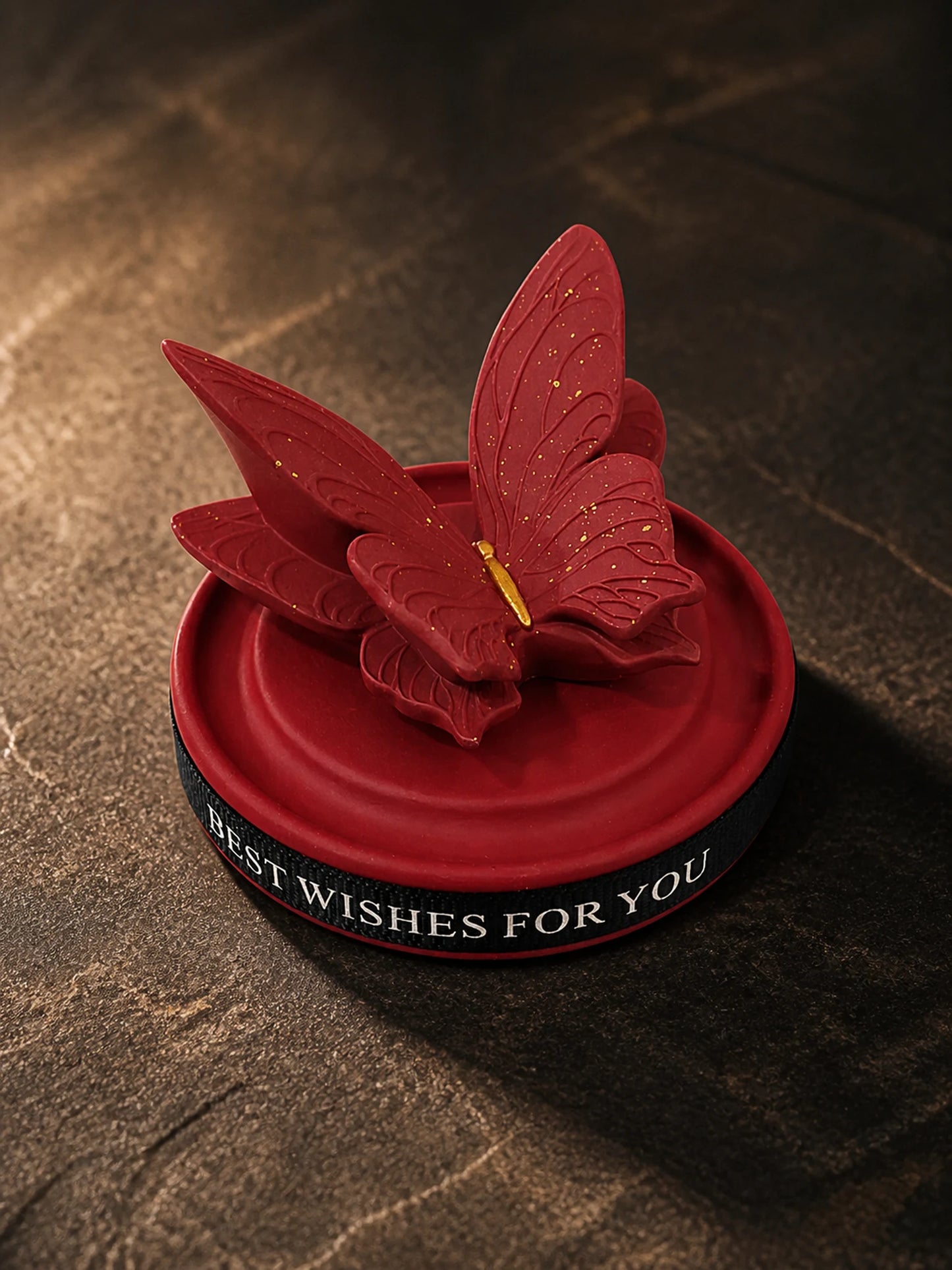 Burgundy Butterfly Dashboard Ornament on a clean studio background