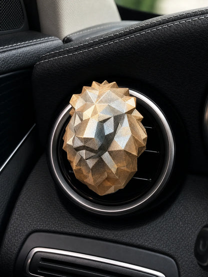 Faceted Lion & Heart Car Vent Diffuser - surface and finish detail image