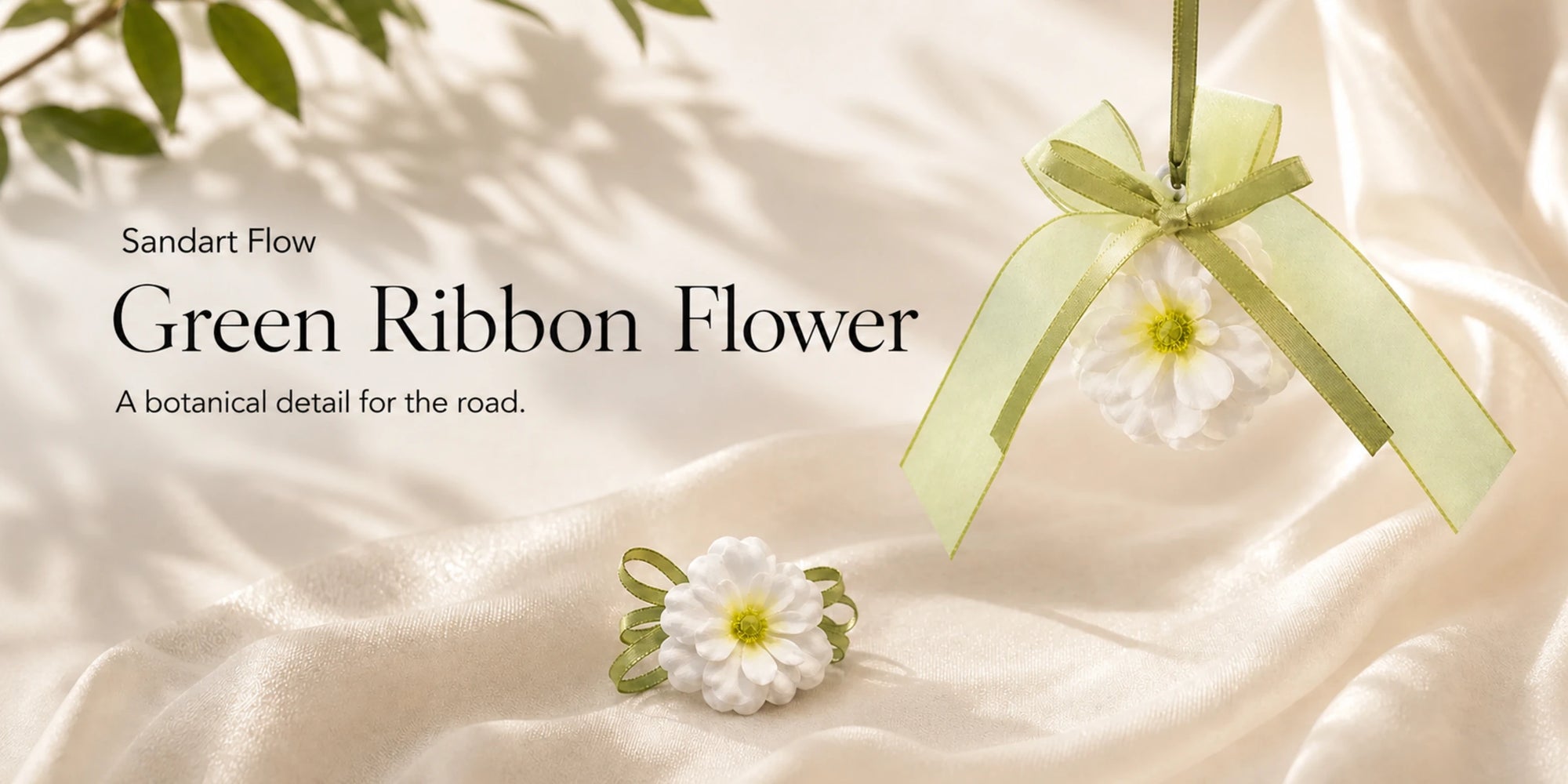Sandart Flow Green Ribbon Flower brand banner