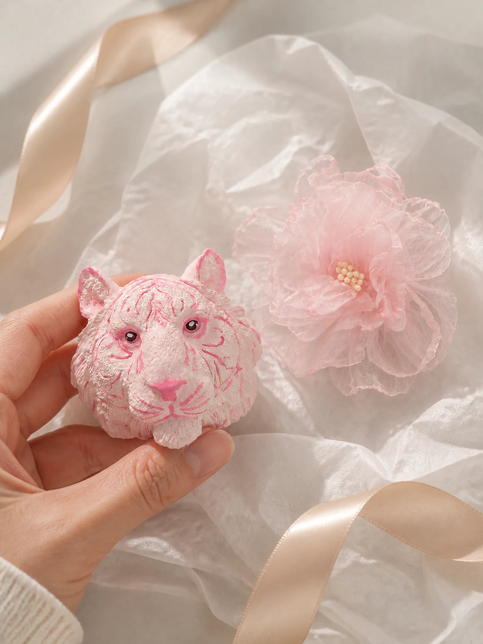 Blush Tiger and Rose car vent charms in a refined gift moment