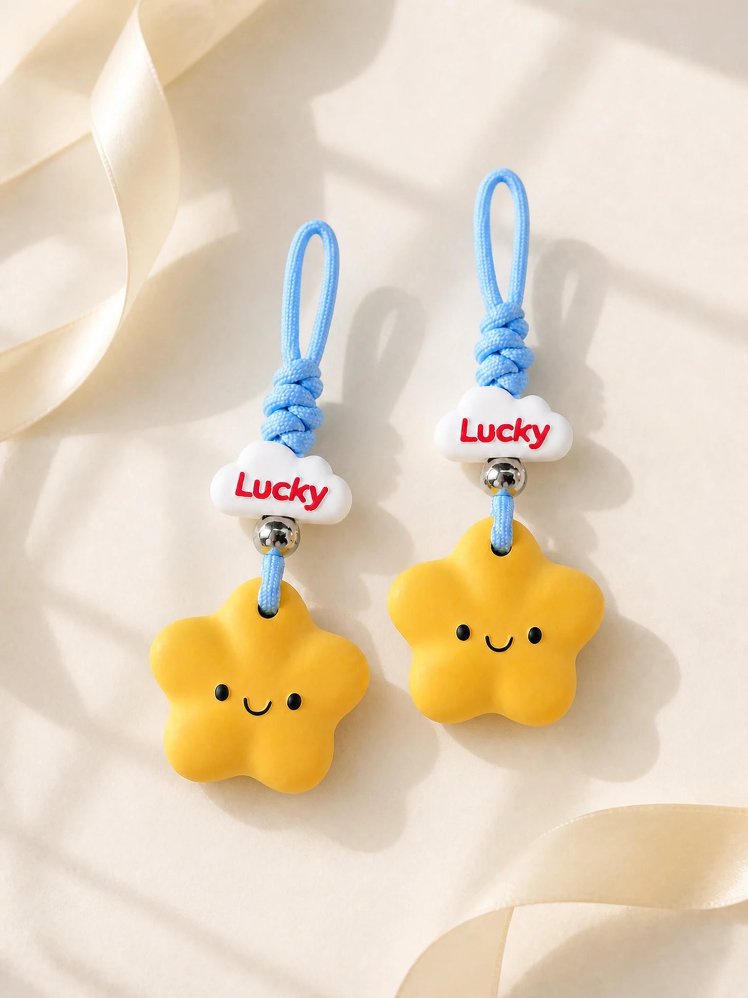 Two Lucky Star Hanging Car Charms styled as an optional pair