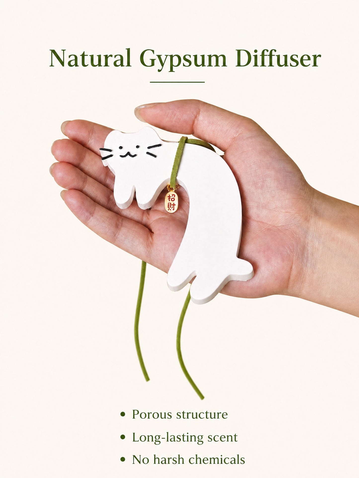 Cat shaped hanging diffuser with green string