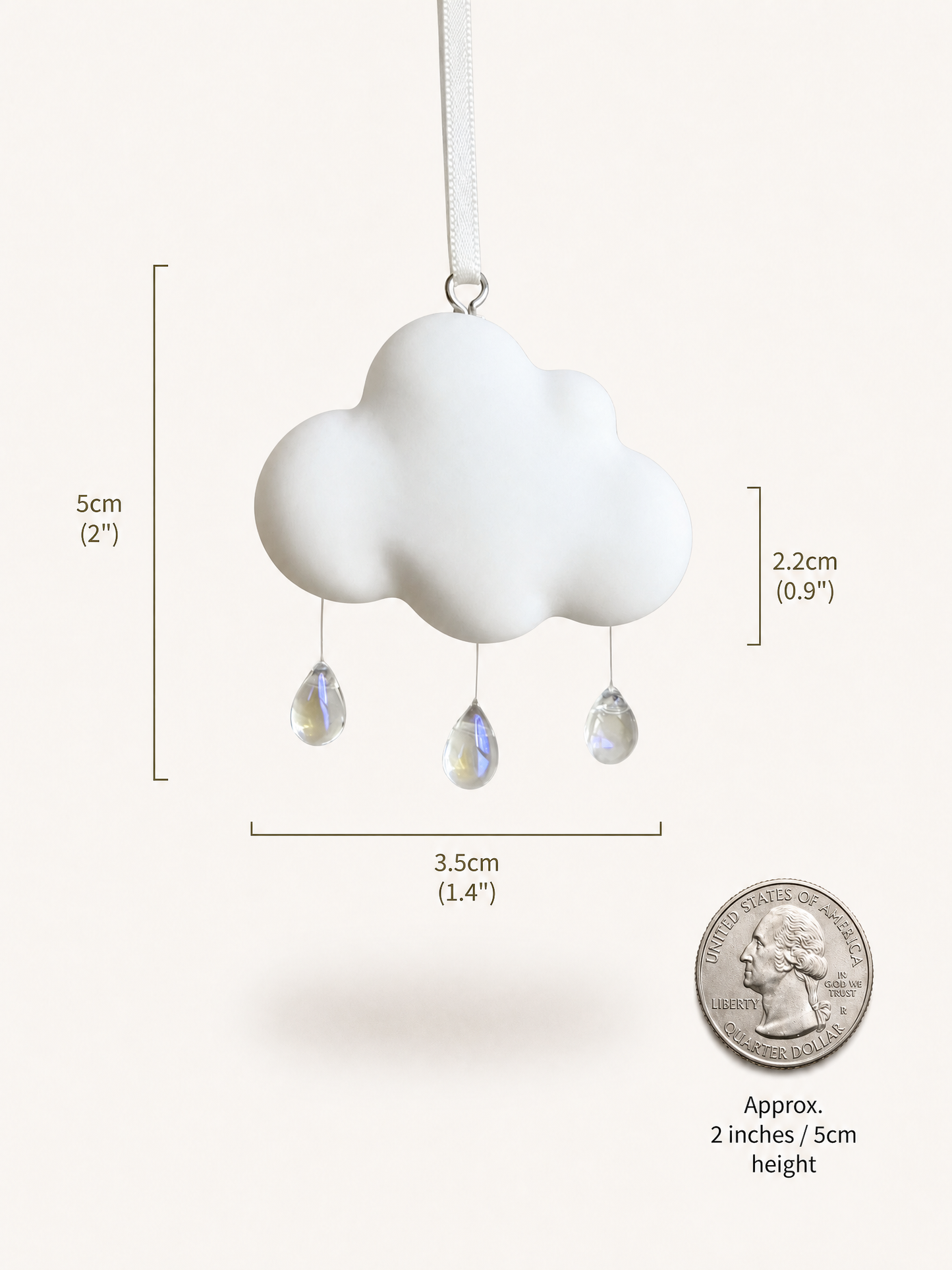 Cloud air freshener size comparison with quarter coin