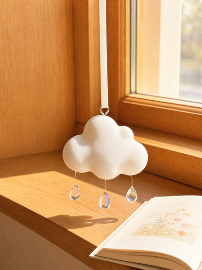 Cloud gypsum diffuser hanging by window