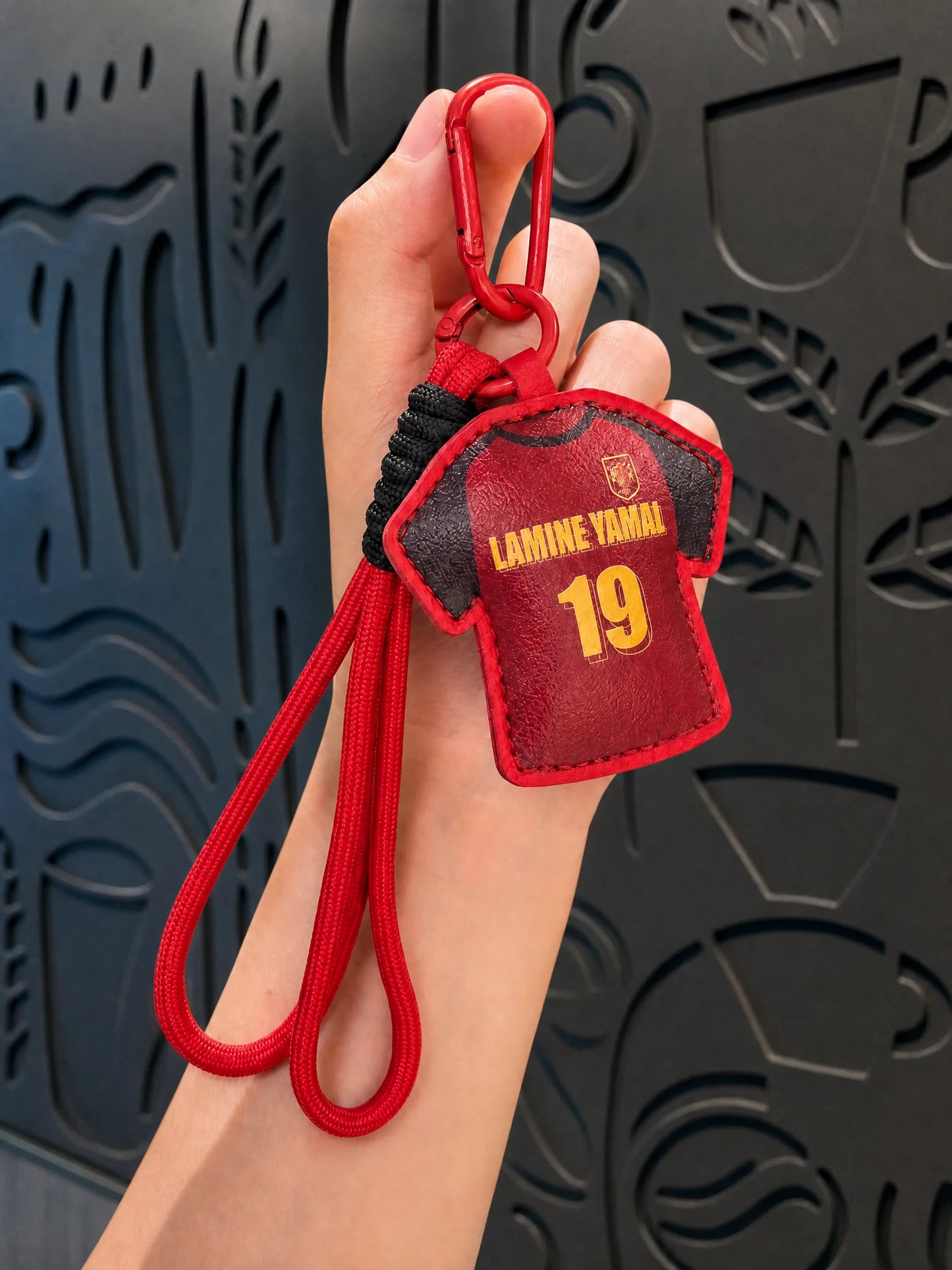 Yellow number 19 jersey style keychain variant
