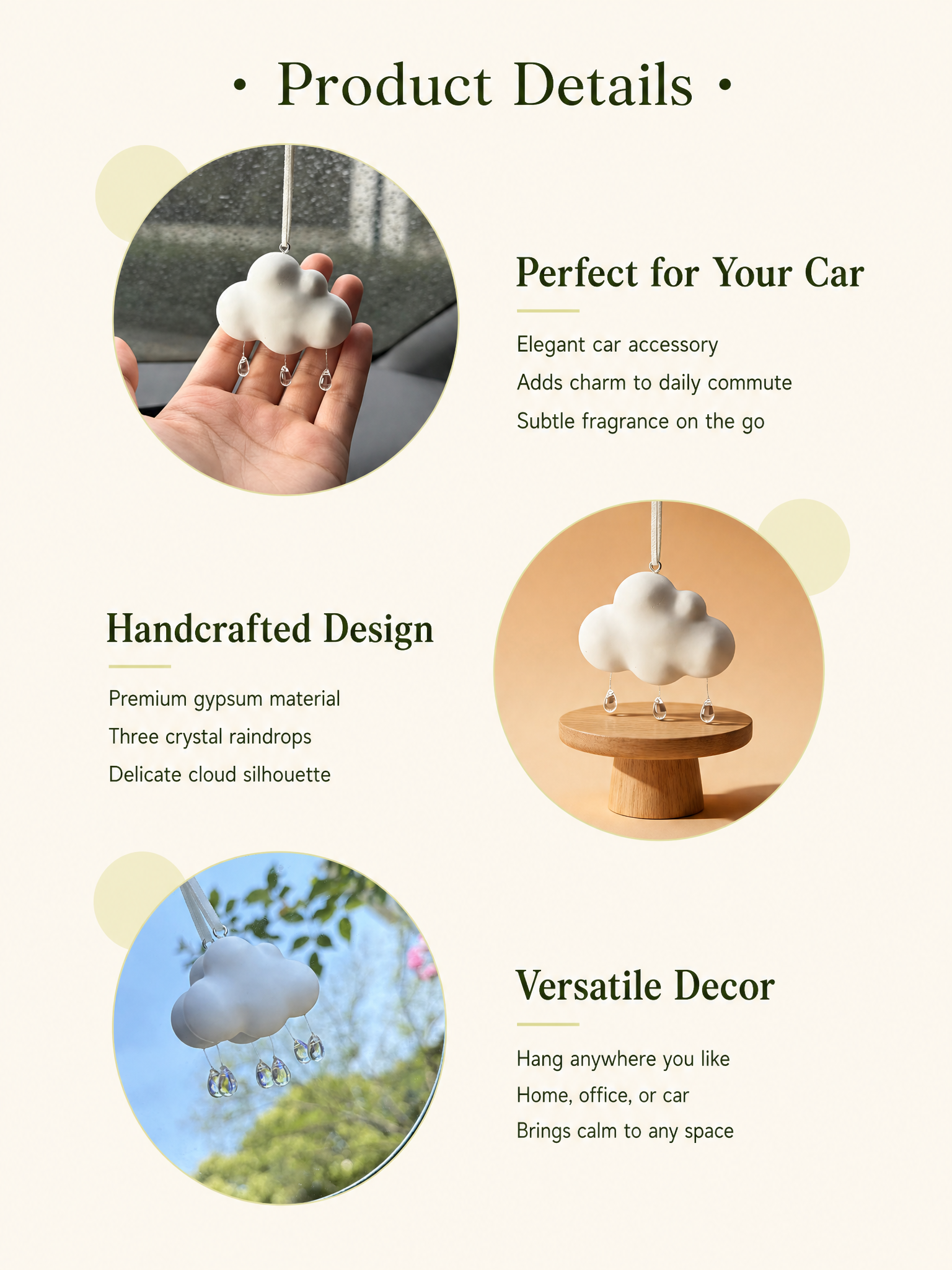 Natural gypsum material cloud diffuser