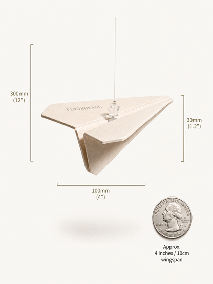 Paper plane diffuser size comparison with quarter coin