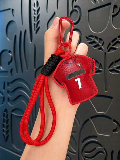 Red number 7 jersey style keychain variant