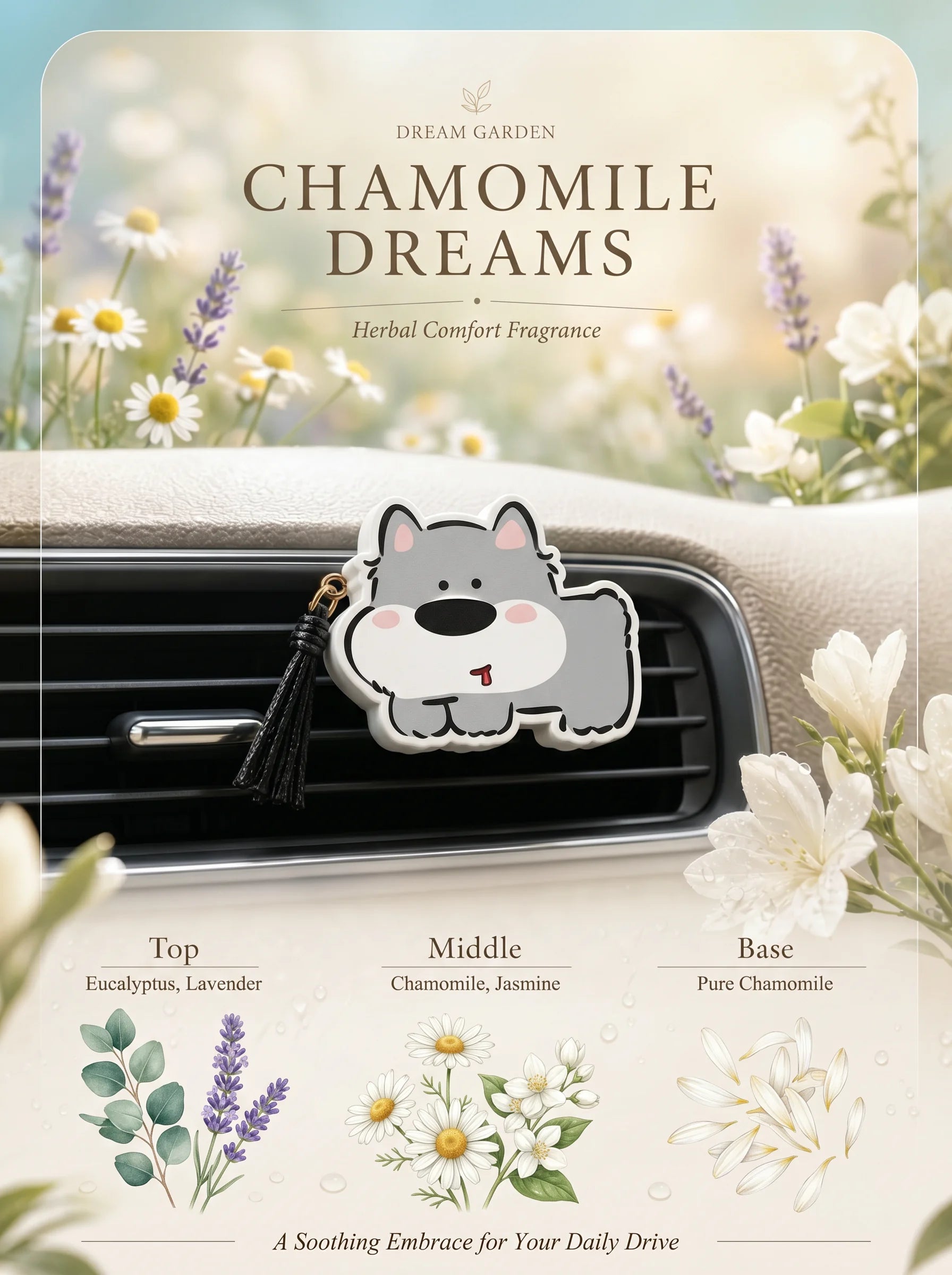 Line Art Puppy Car Vent Diffuser - Pet Friendly Gypsum Air Freshener product image by SandartFlow
