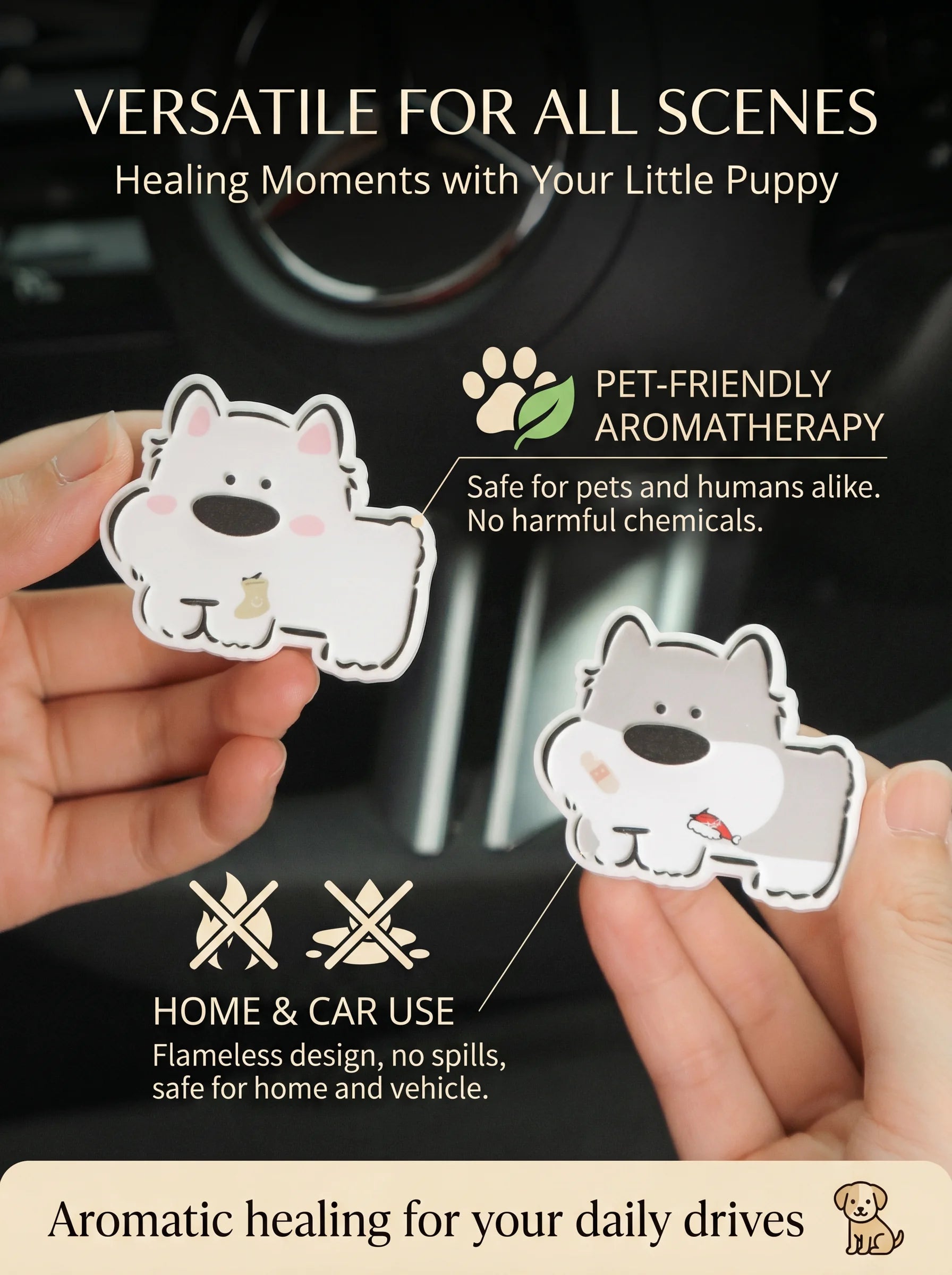 Line Art Puppy Car Vent Diffuser - Pet Friendly Gypsum Air Freshener product image by SandartFlow