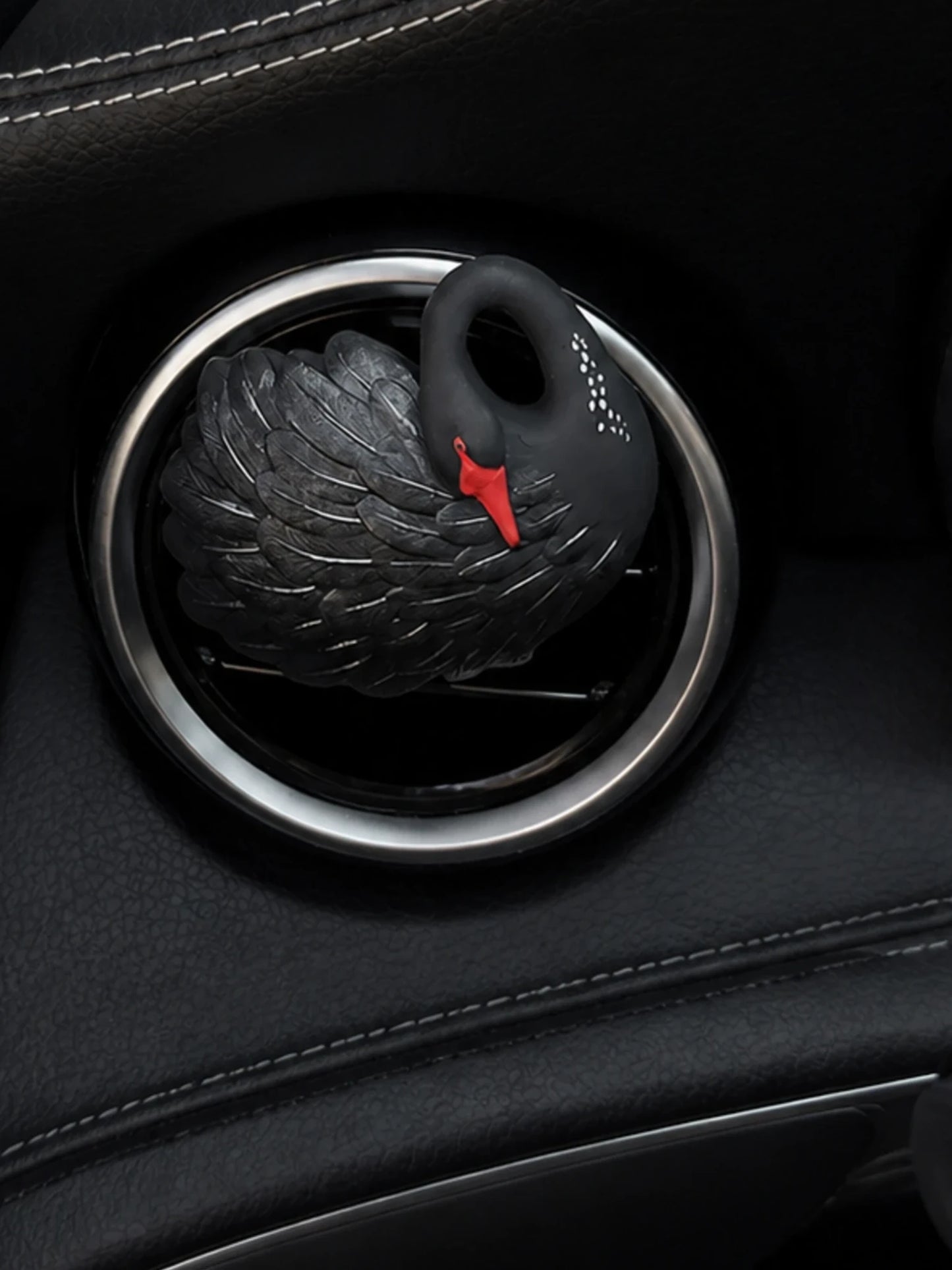 Black Swan layered feather and red beak detail