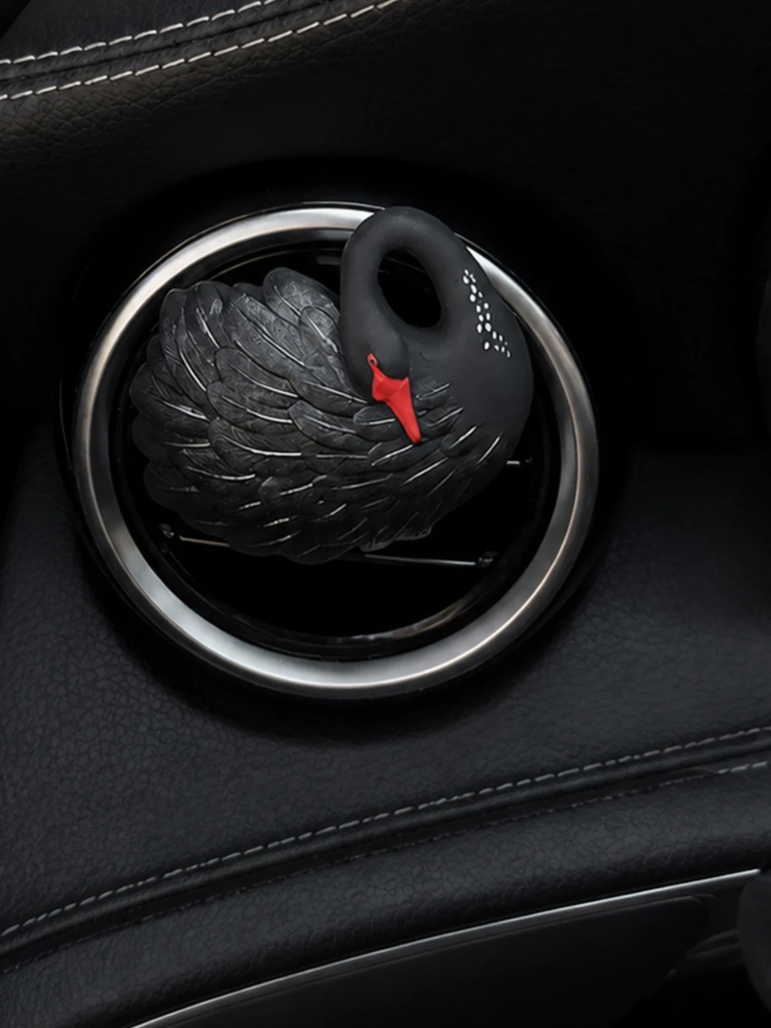 Black Swan layered feather and red beak detail