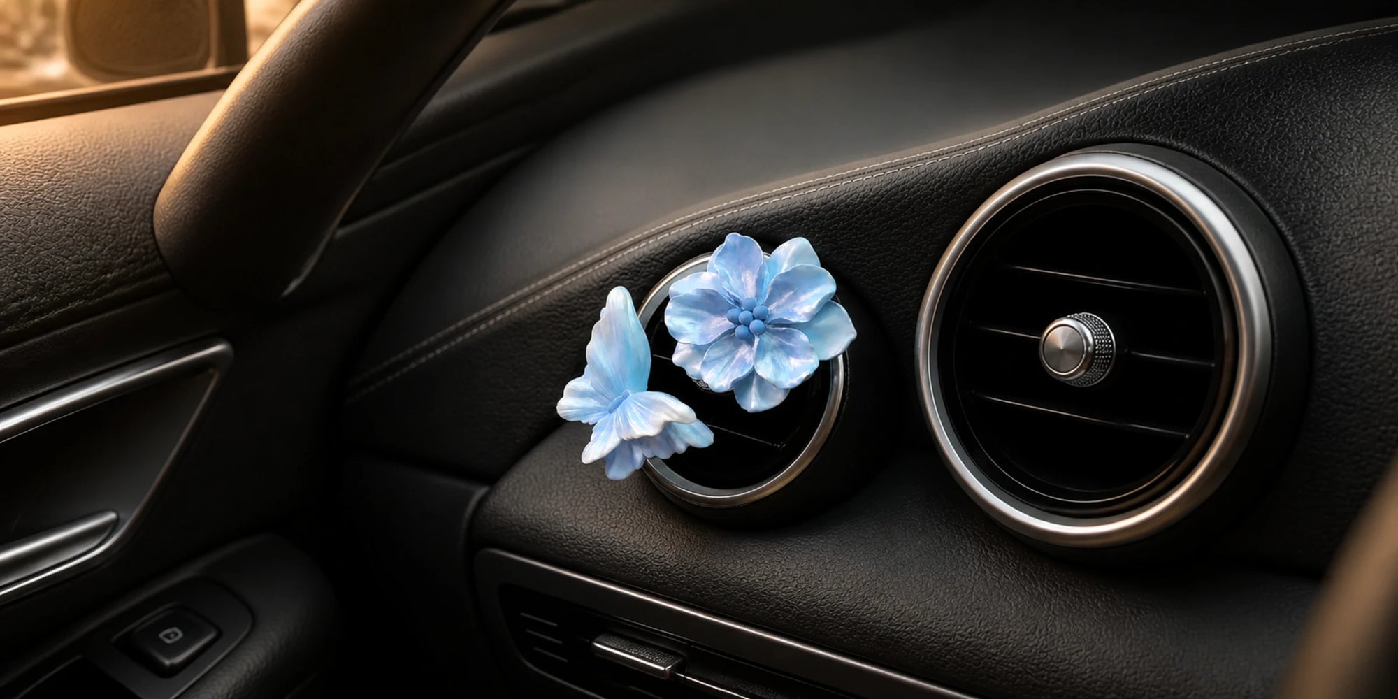 butterfly bloom car vent gift set editorial template banner