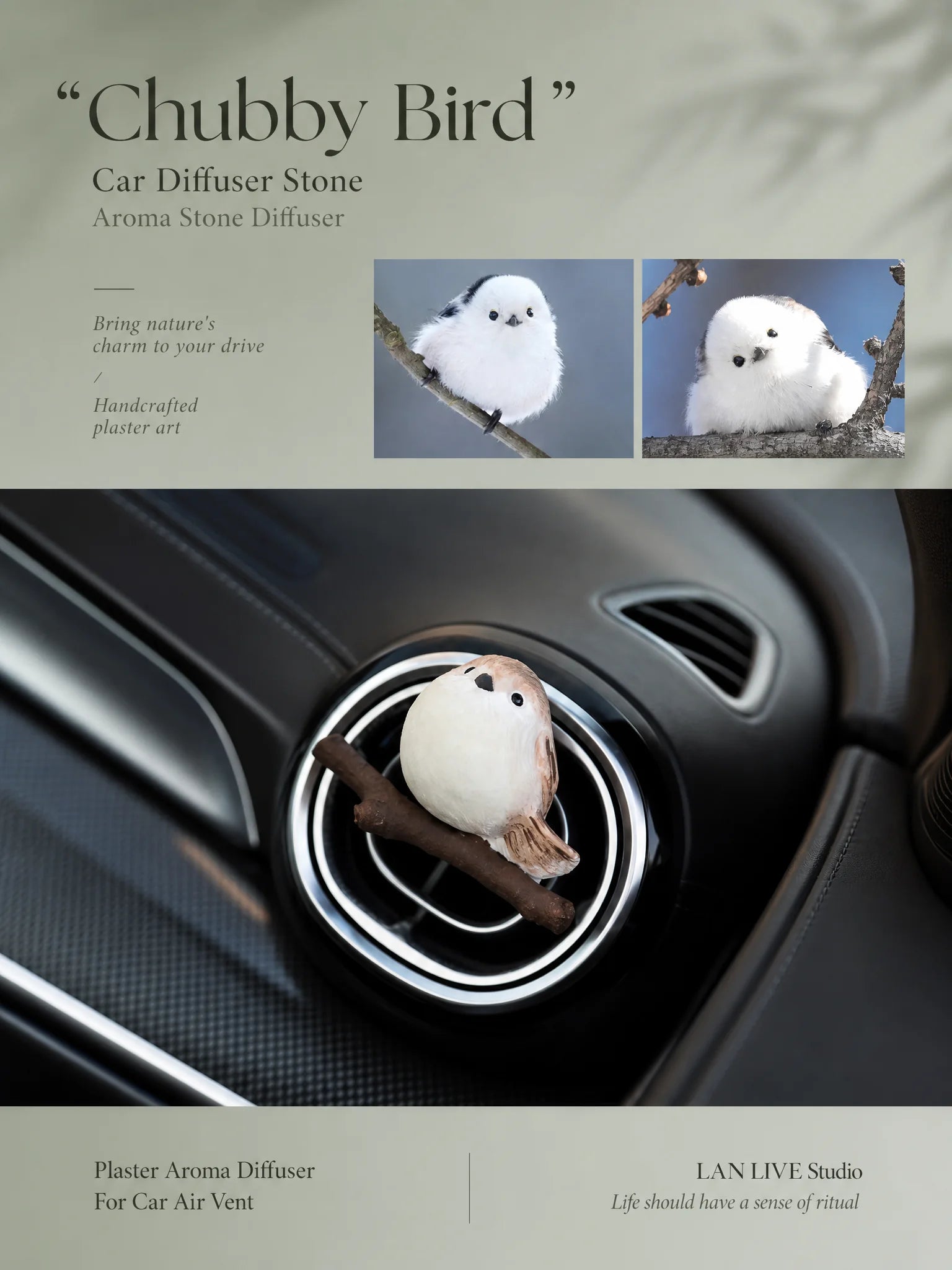 Premium chubby bird natural gypsum car vent diffuser
