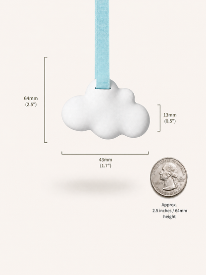 Cloud gypsum air freshener size comparison with US quarter coin