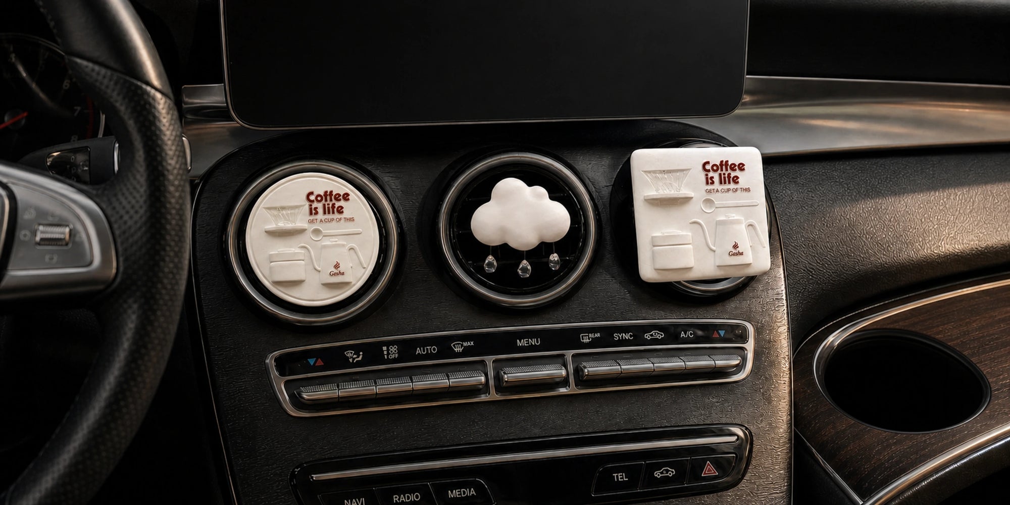 coffee ritual car vent duo gift set editorial template banner