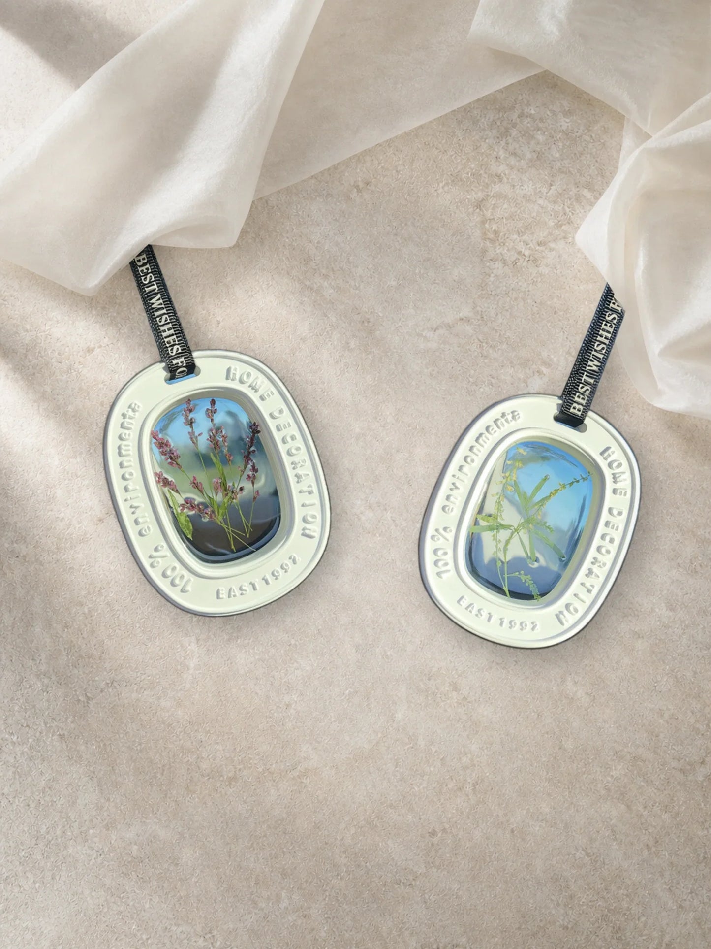 Heather Purple and Botanical Green transparent botanical window car charm styles