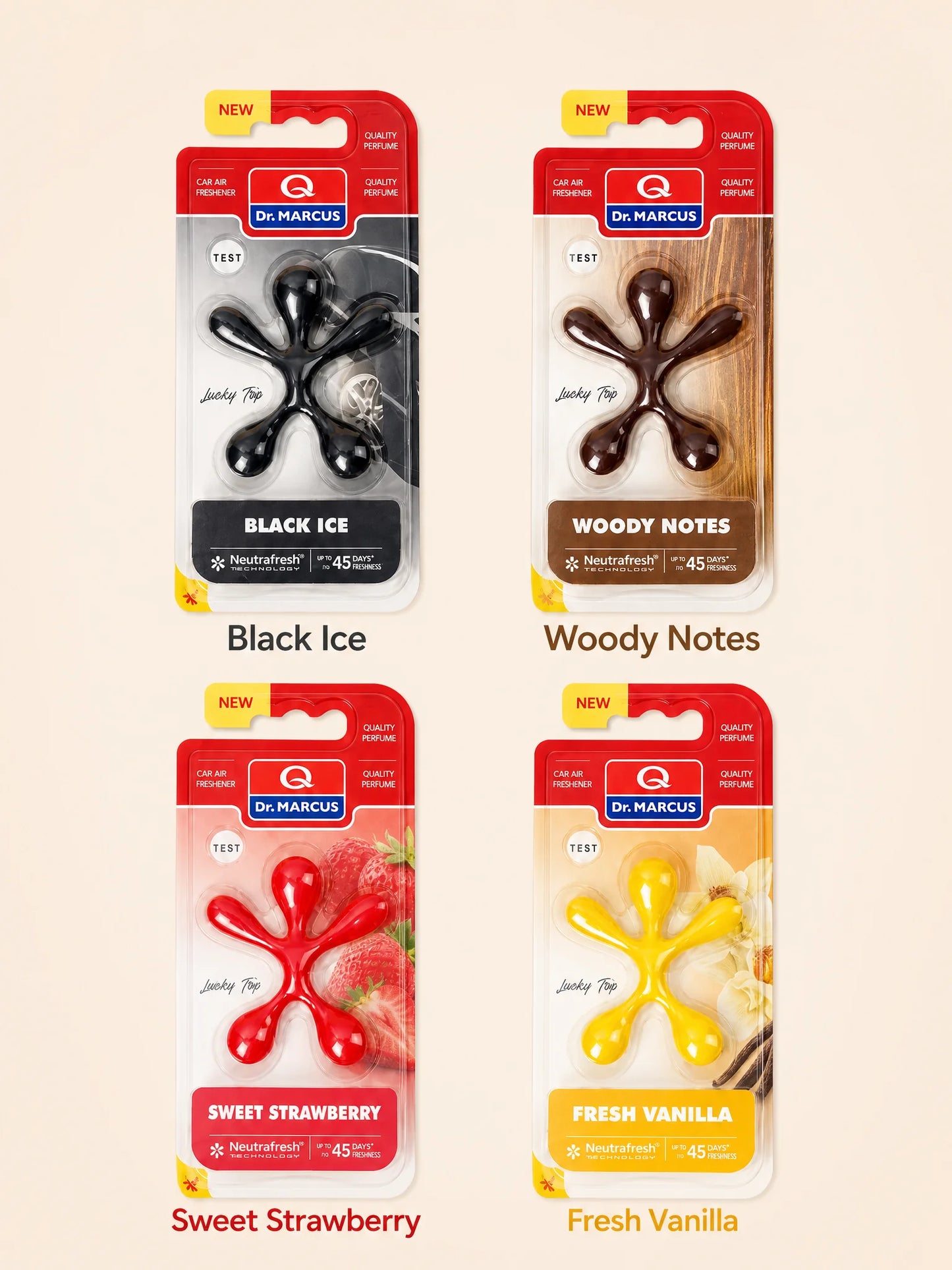 Four best selling scents: New Car, Black Ice, Cedar Wood, Citrus