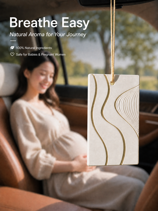 Natural gypsum air freshener hanging inside car