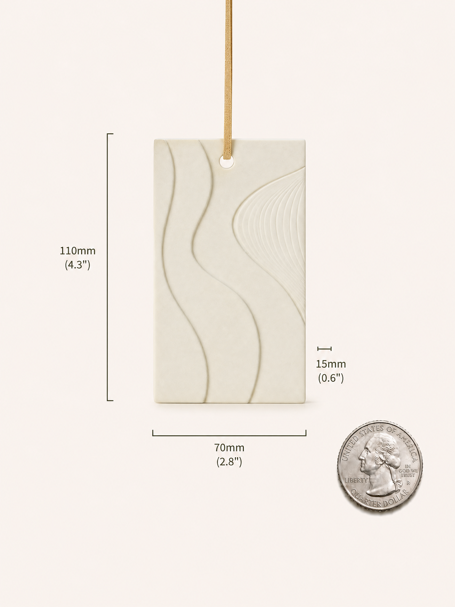 Gypsum diffuser size comparison with US quarter coin