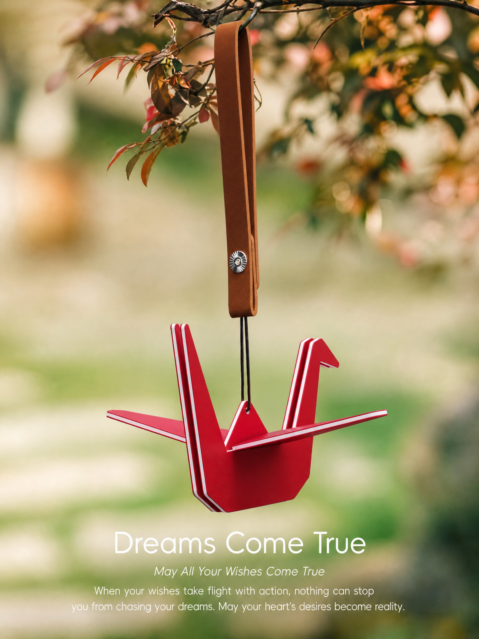 Happy Wish warm sweet scented red origami crane car decor