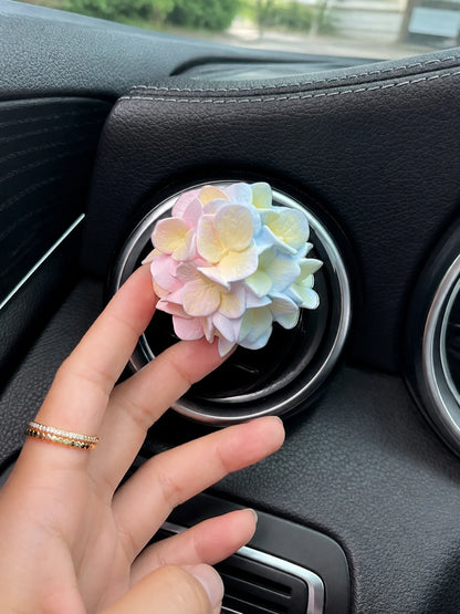 Close installation view of the Pastel Blush Hydrangea Bloom at the vent