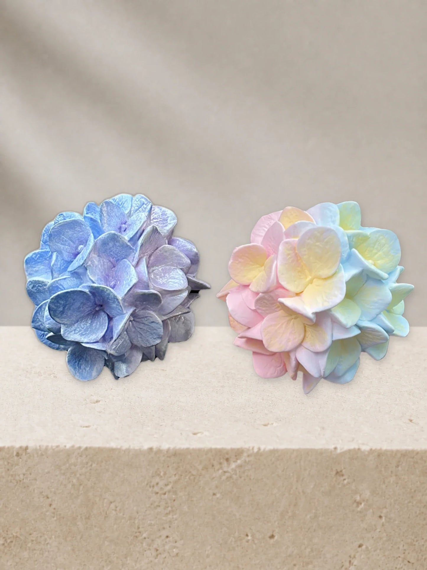 Pastel Blush and Blue Lilac Hydrangea Bloom color lineup