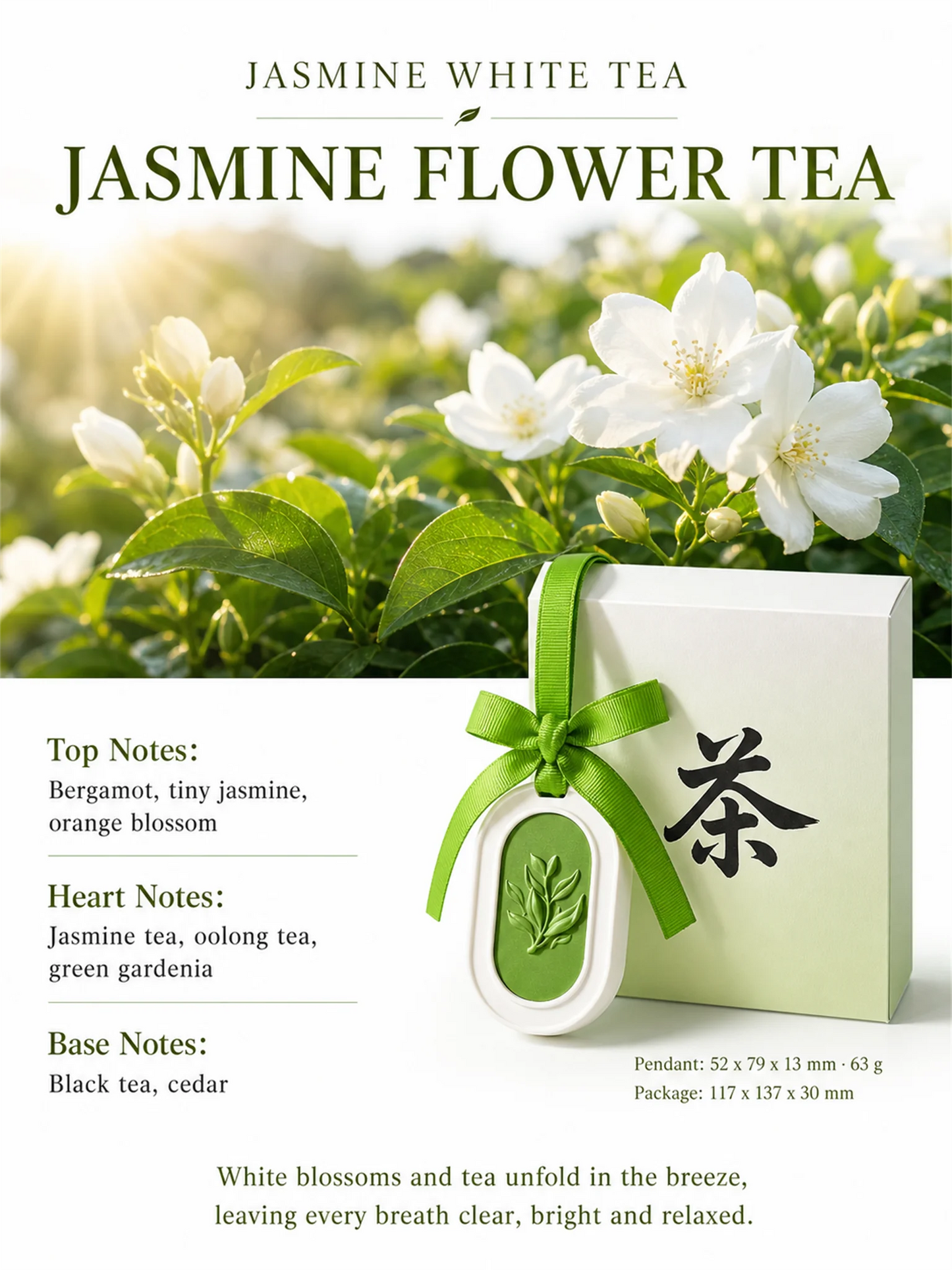 Jasmine Flower Tea floral scented gypsum hanging diffuser