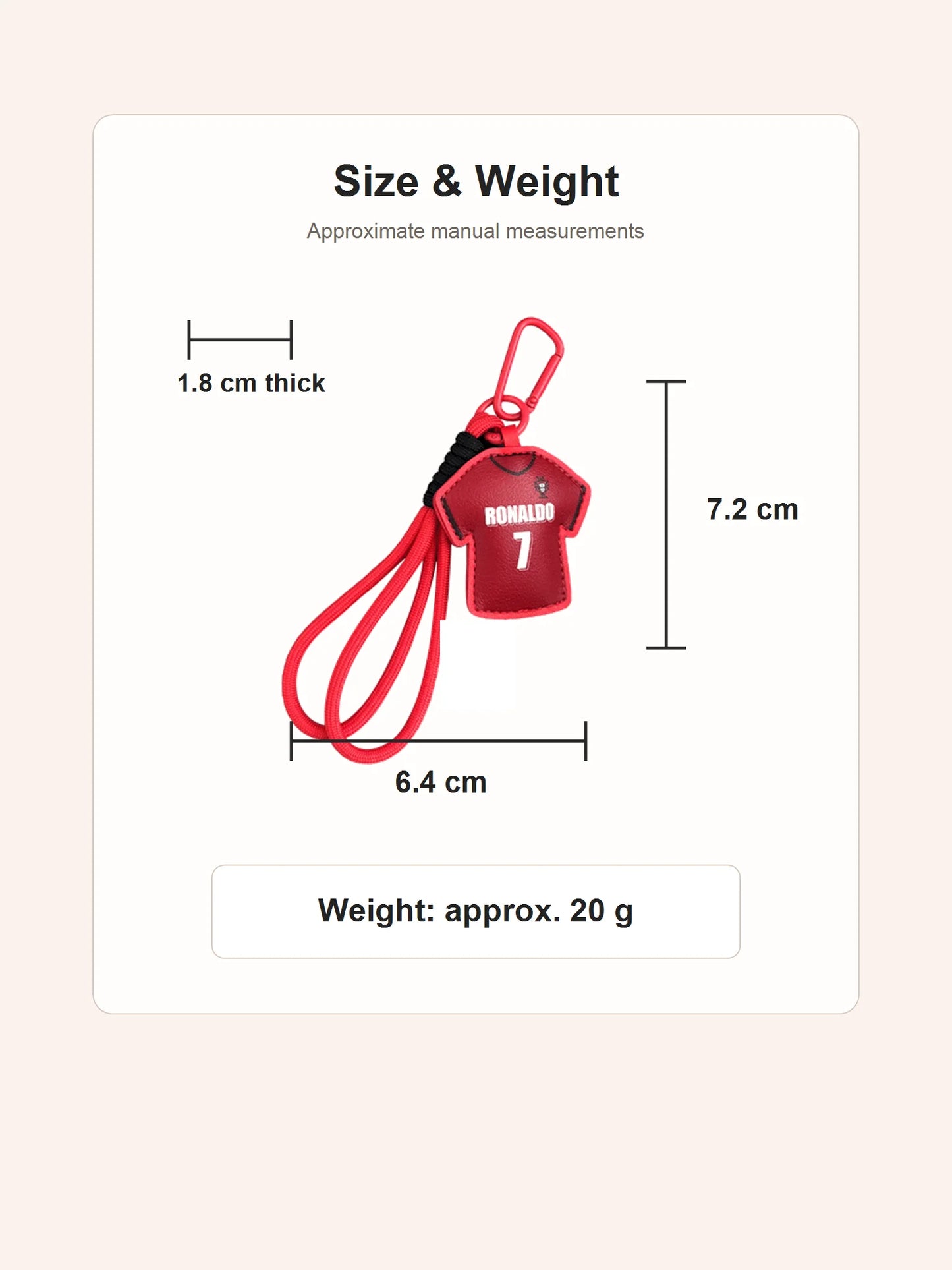 Jersey keychain size and weight information